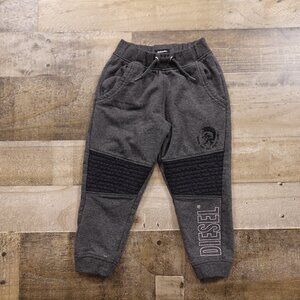 Diesel Moto Jogger Pants Boys 3T Charcoal Gray Quilted Knee‎ Streetwear Logo